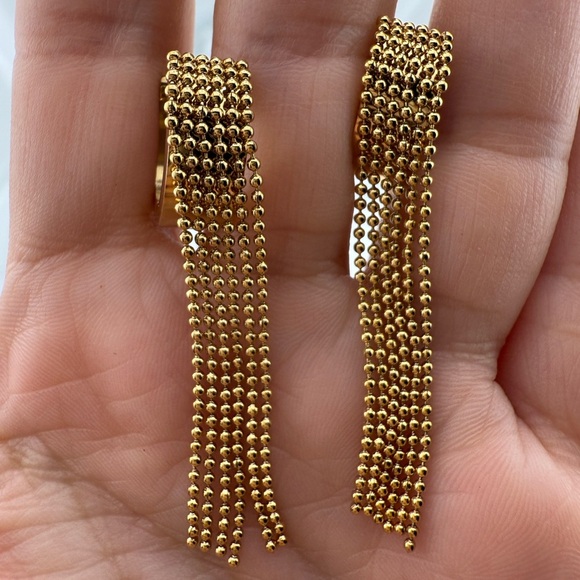 Zara unique stainless steel Gold Tassel Earrings - Picture 5 of 8